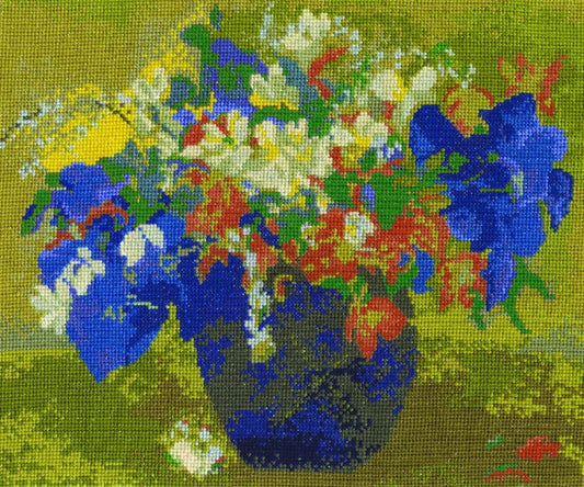 COUNTED CROSS STITCH KIT - THE NATIONAL GALLERY - GAUGUIN , A VASE OF FLOWERS