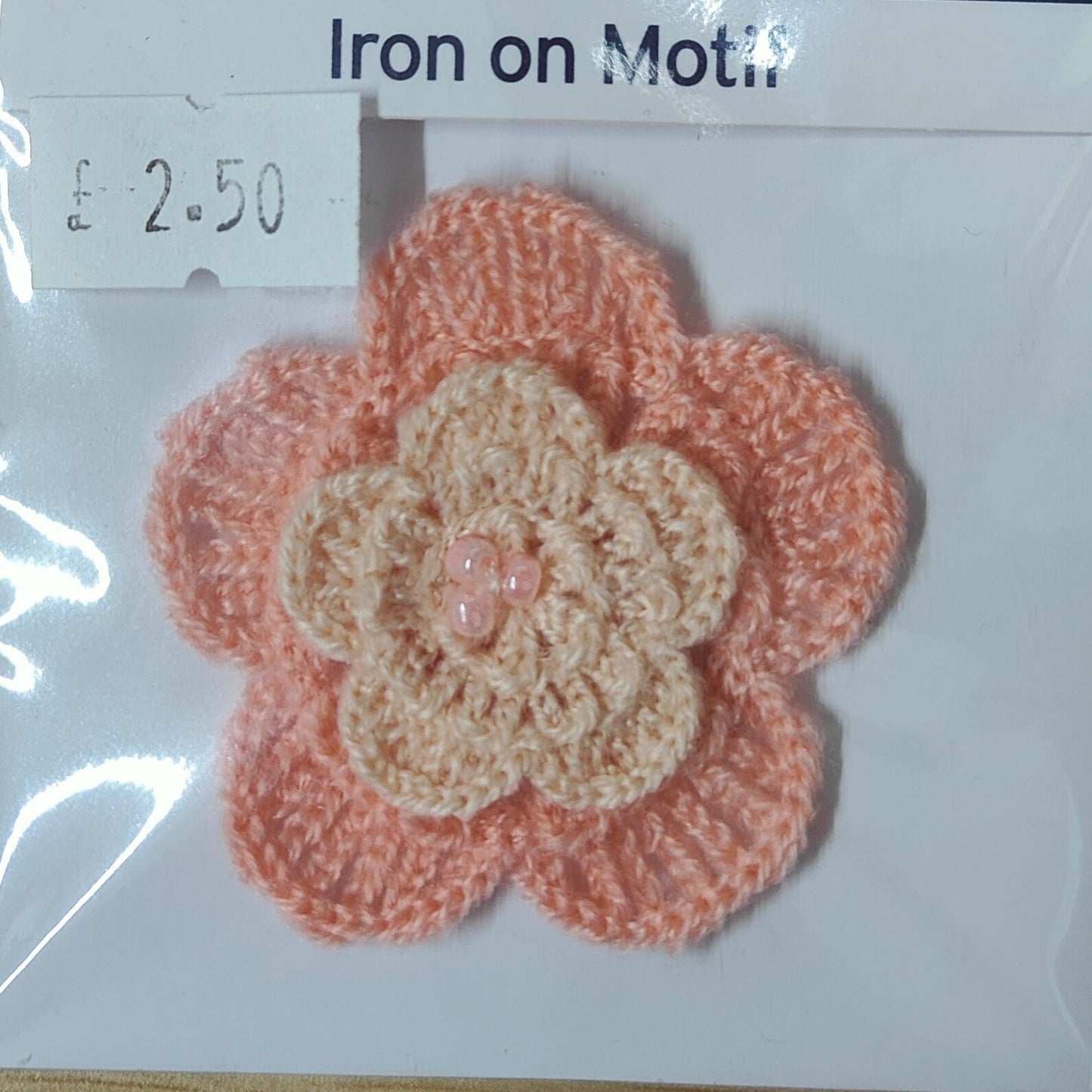 IRON ON MOTIF - Large Crochet Flower