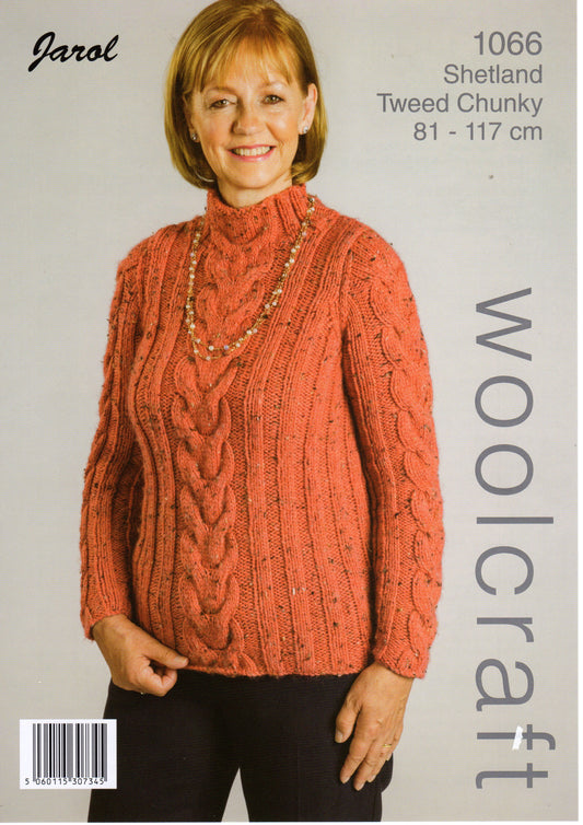 Knitting Pattern 1066 - Women's Jumper in Shetland Tweed Chunky