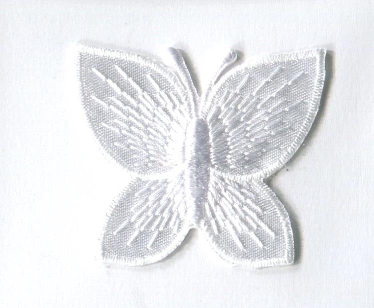 IRON ON MOTIF - BUTTERFLY - WHITE
