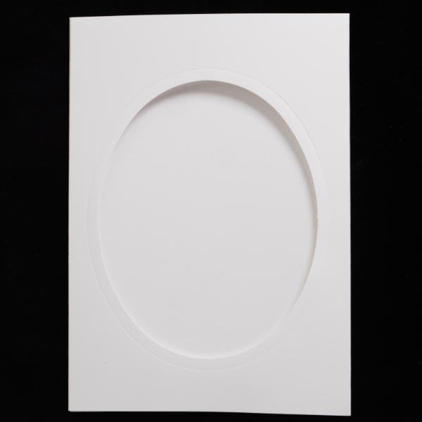 A6 Creased White Card  - Oval Apeture & Envelopes - 5 Pack