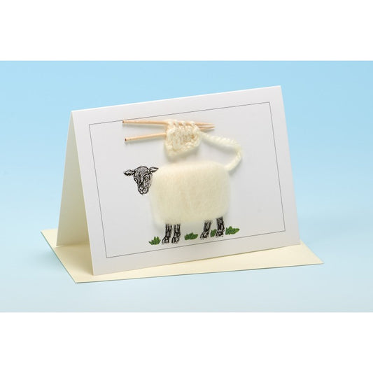 SHEEP CARD - WHITE KNITTING
