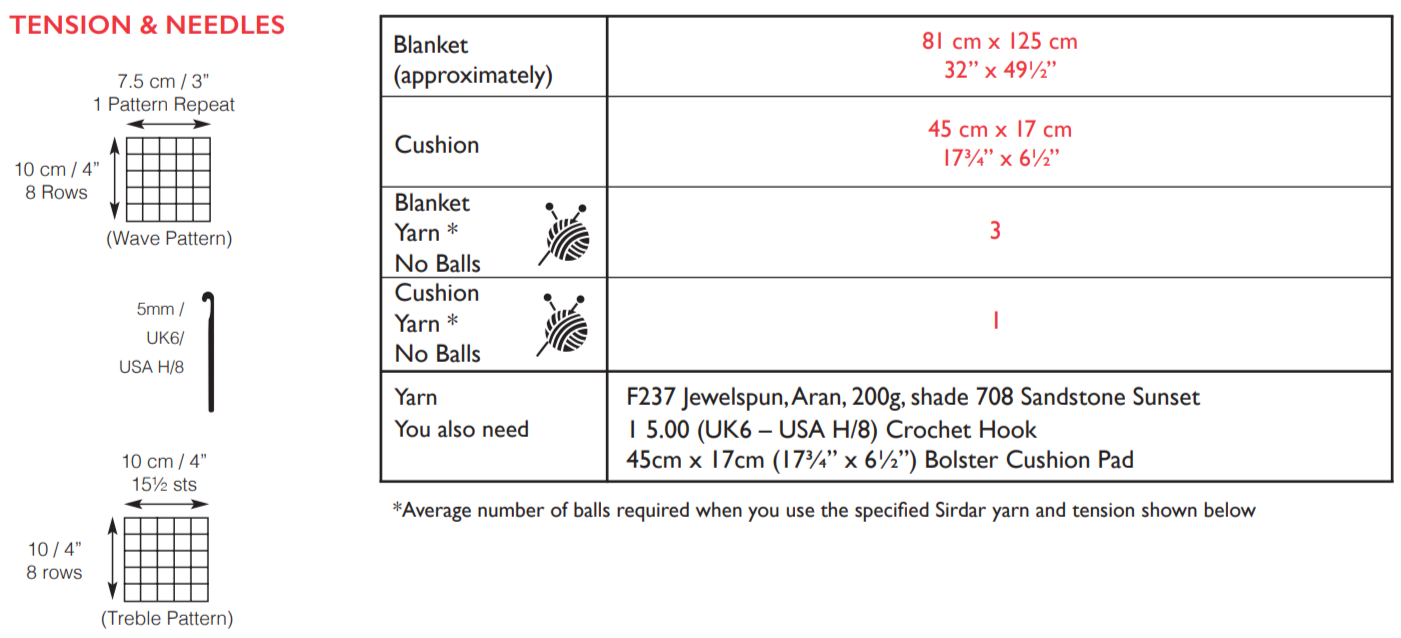 PDF - Crochet Pattern 10143 - CROCHET WAVE BLANKET AND BOLSTER CUSHION IN SIRDAR JEWELSPUN