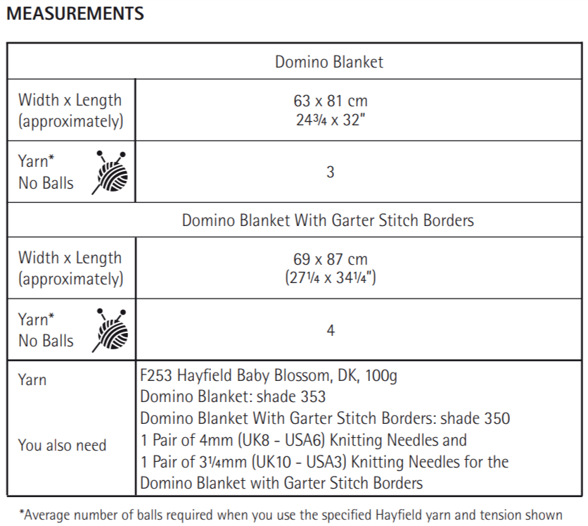 PDF - Knitting Pattern 5355 - DOMINO BLANKET IN HAYFIELD BABY BLOSSOM DK