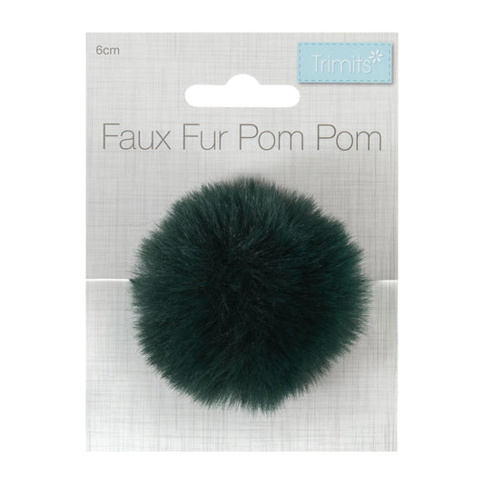 FAUX FUR POM POM -1Piece- 6cm - Dark Green