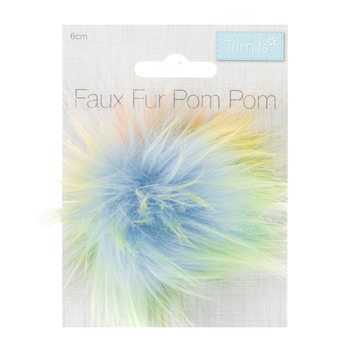 FAUX FUR POM POM - 1 Piece - 6cm- Rainbow
