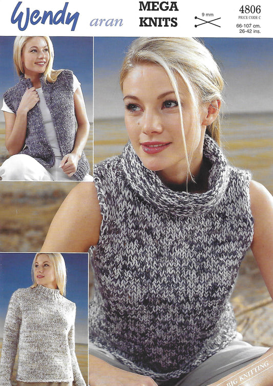 PDF - Knitting Pattern 4806 - Womens Sweater & Tank Top in Aran