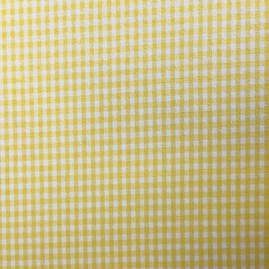 YELLOW AND WHITE GINGHAM CHECK POLYESTER STRETCH FABRIC