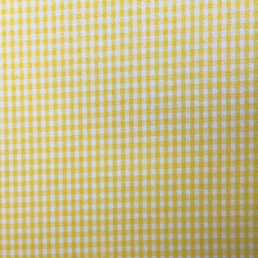 YELLOW AND WHITE GINGHAM CHECK POLYESTER STRETCH FABRIC