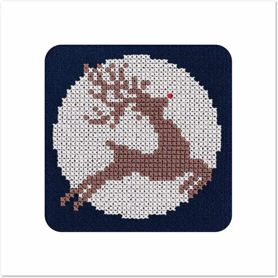 Mini Cross Stitch - CARD KIT (With Envelope) - REINDEER