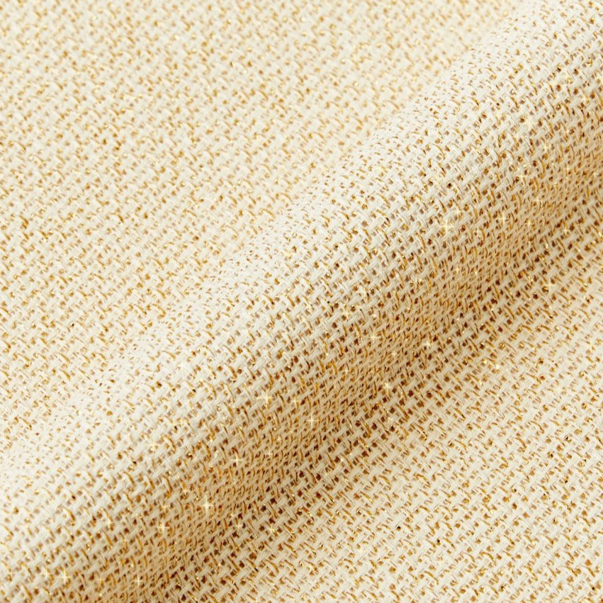 METALLIC AIDA - EMBROIDERY FABRIC - 14 Count 5.5pts/cm. Linen/Gold