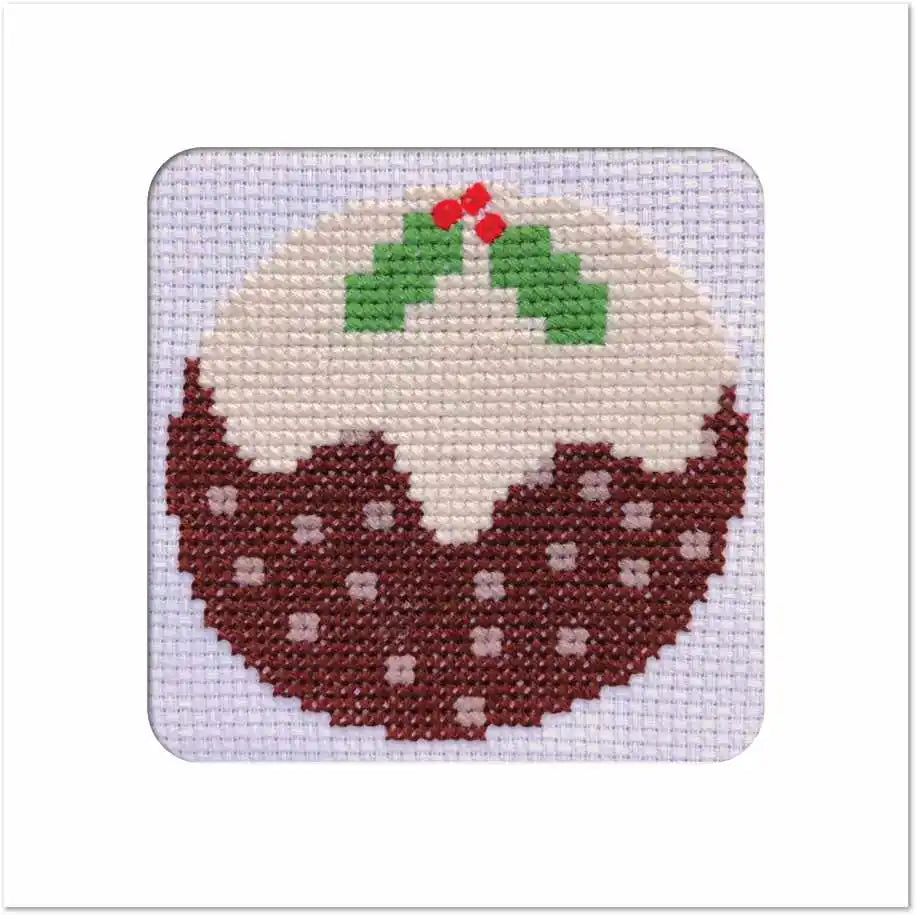 Mini Cross Stitch - CARD KIT (With Envelope) - CHRISTMAS PUDDING